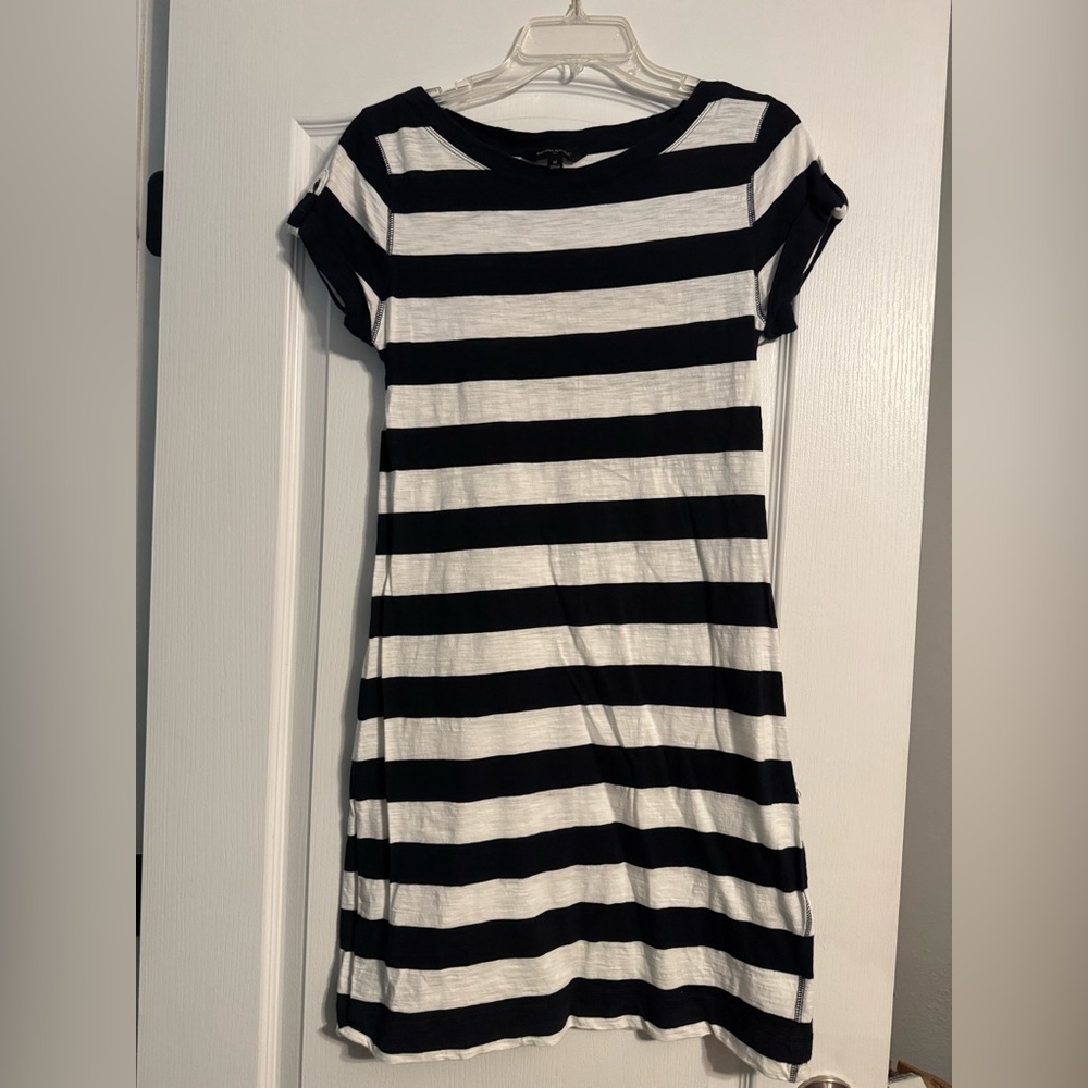 Banana Republic Navy and White Striped T-Shirt Dress